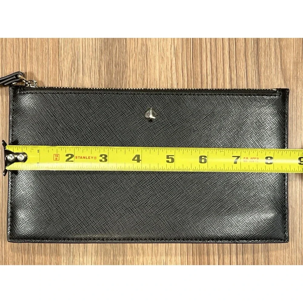 Kate Spade New York Wristlet Pouch Wallet Black, Pink Interior